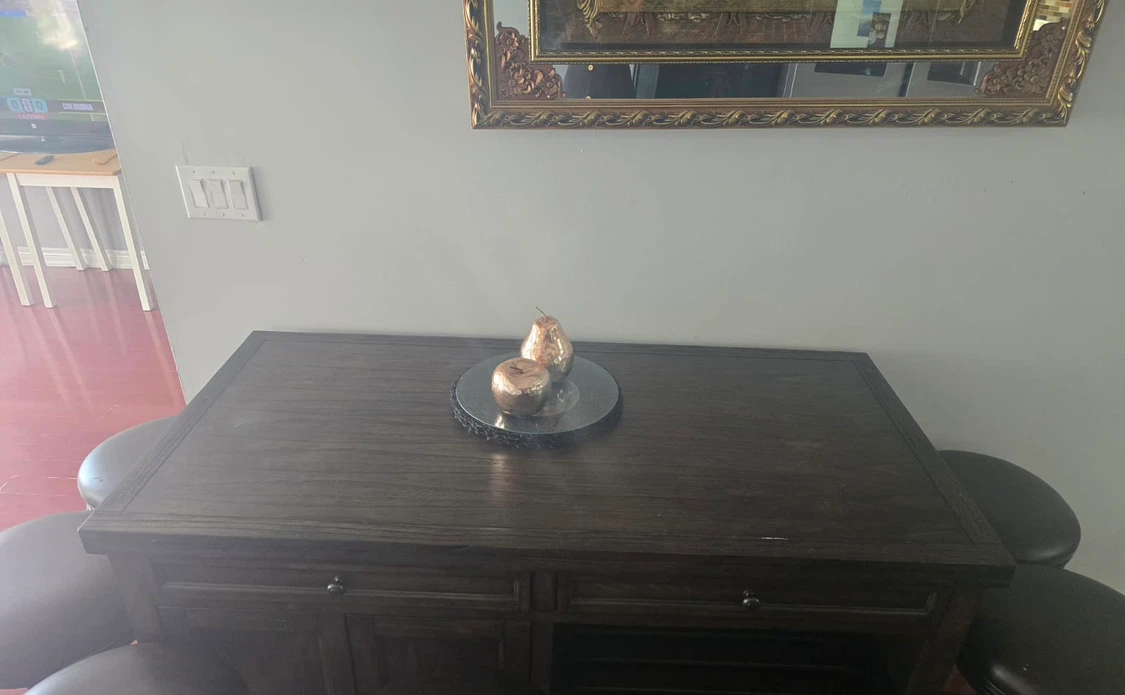 Dark Wood Side Table with Drawer - photo 2