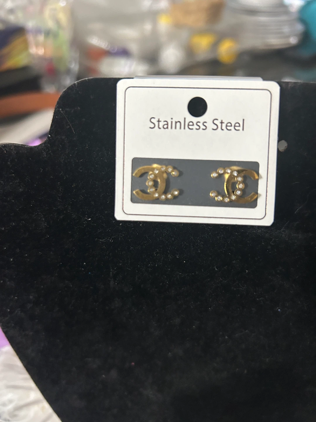 Gold CC Stud Earrings - Stainless Steel