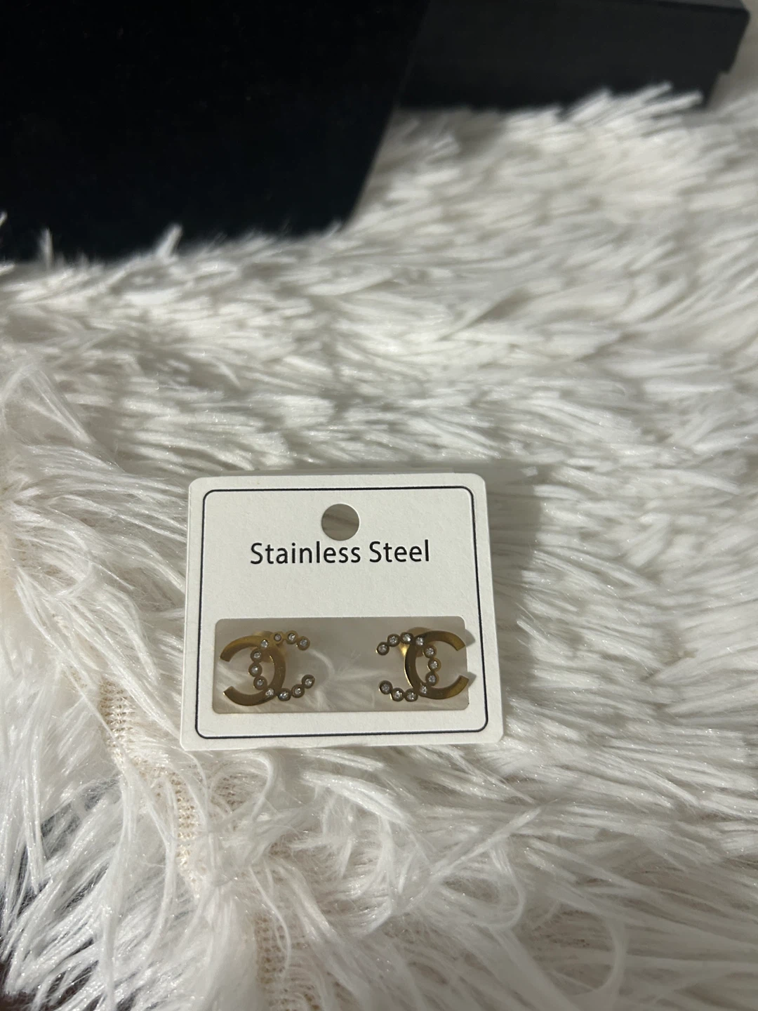 Gold CC Stud Earrings - Stainless Steel - photo 2