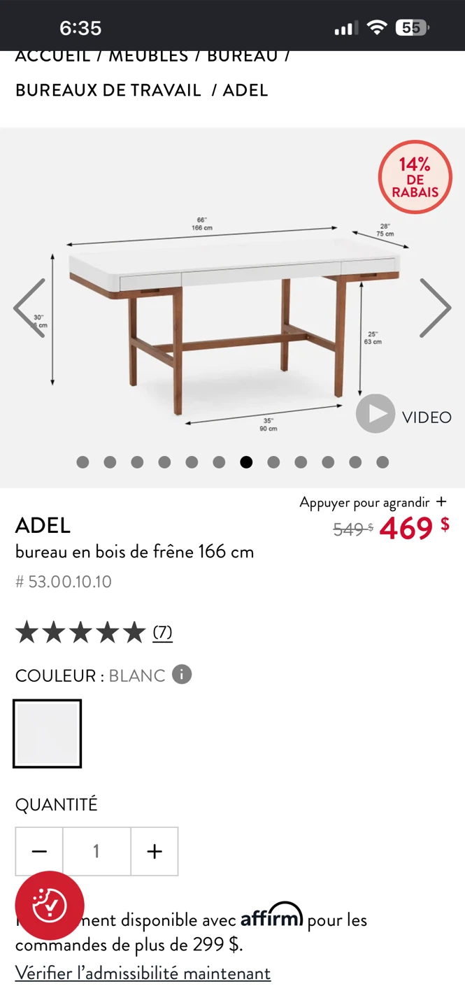 Structube ADEL Desk - White - photo 4