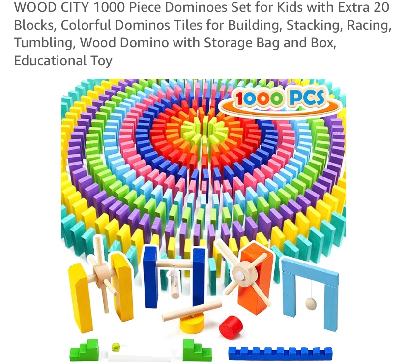 New WOOD CITY 1000 Piece Dominoes Set