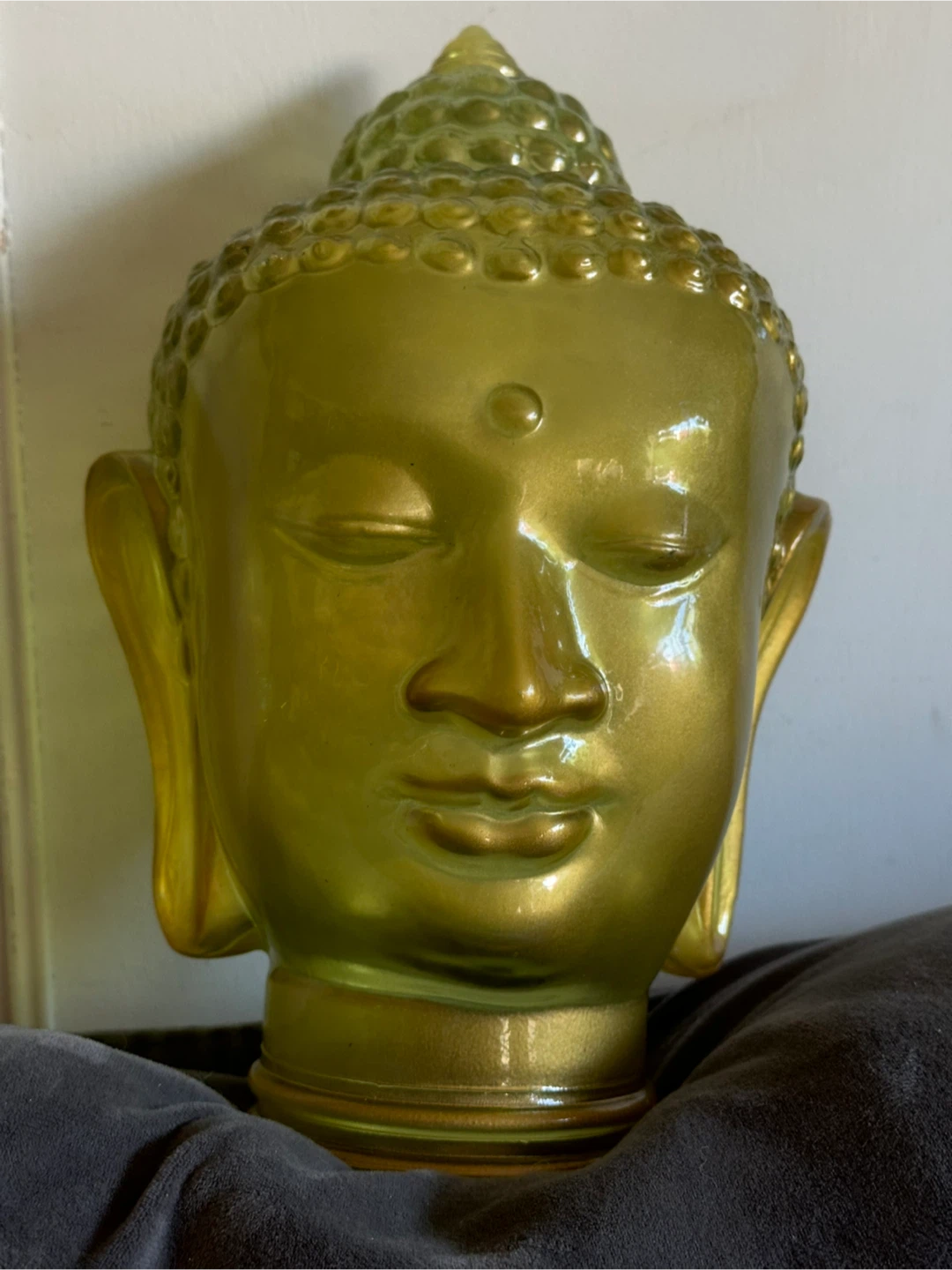 Htf  - Frosted Gold Glass Buddha Head