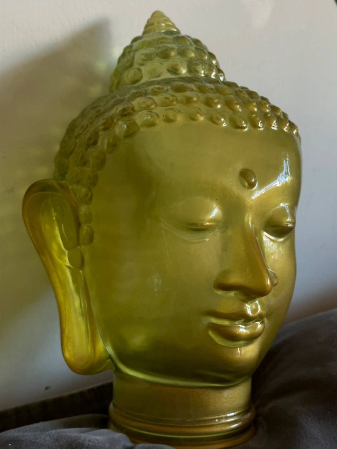 Htf  - Frosted Gold Glass Buddha Head - photo 2