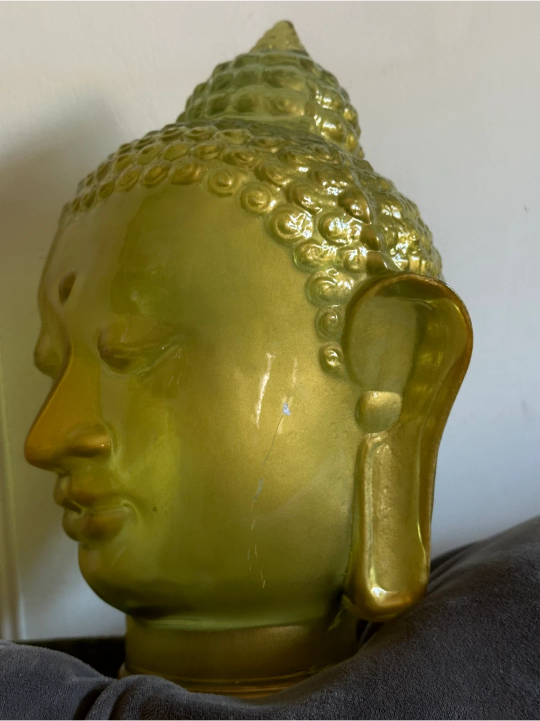 Htf  - Frosted Gold Glass Buddha Head - photo 3