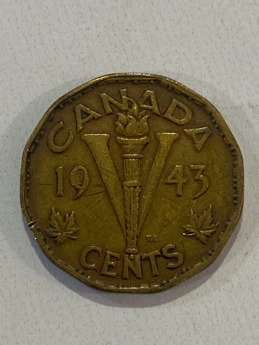 1943 Canada 5 Cent Coin - photo 2