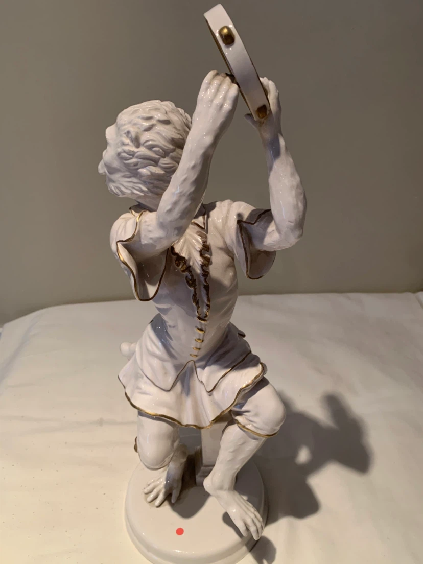 White Monkey Figurine with Tambourine - photo 2