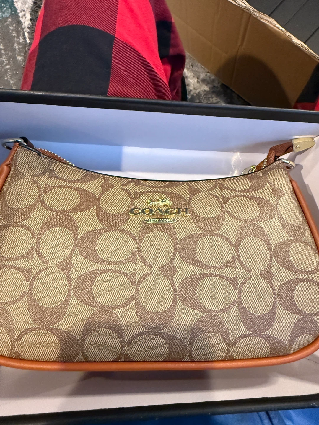 COACH Signature Canvas Shoulder Bag with Chain Strap