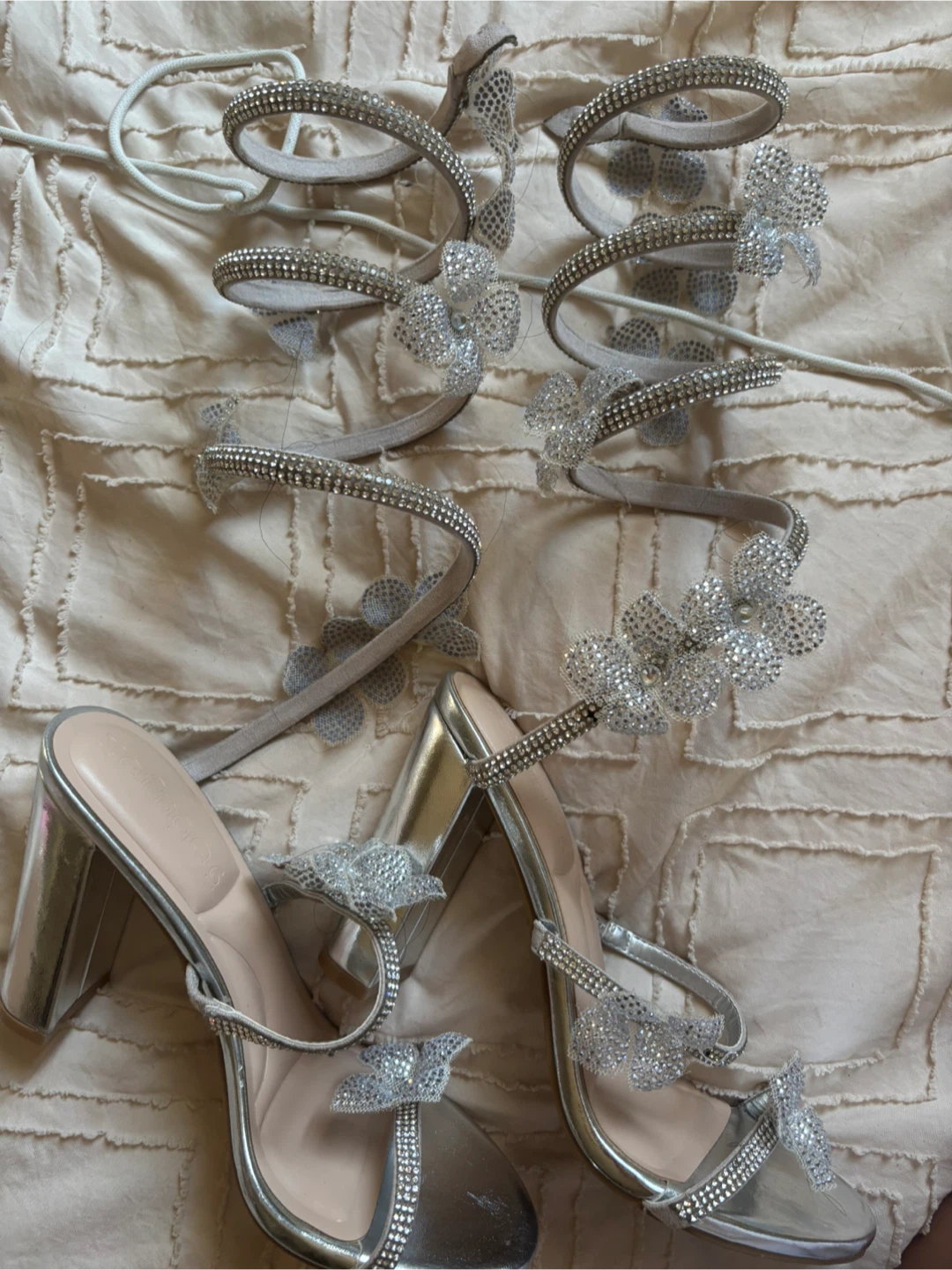 Women's Silver Embellished Gladiator Heels