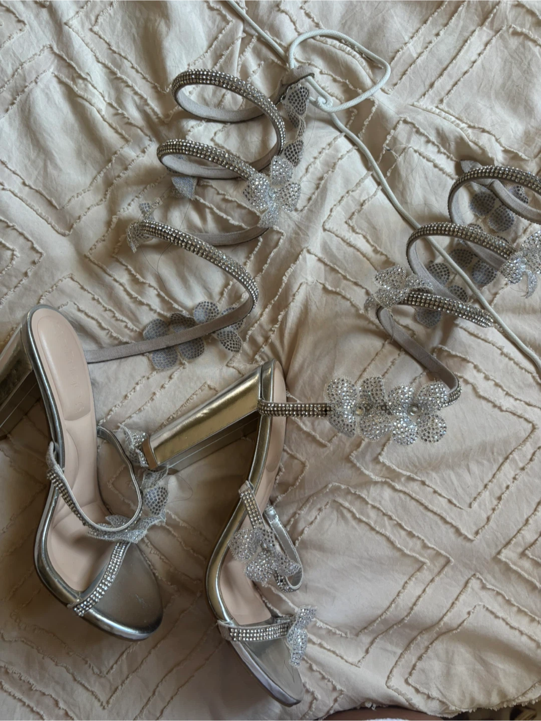 Women's Silver Embellished Gladiator Heels - photo 2
