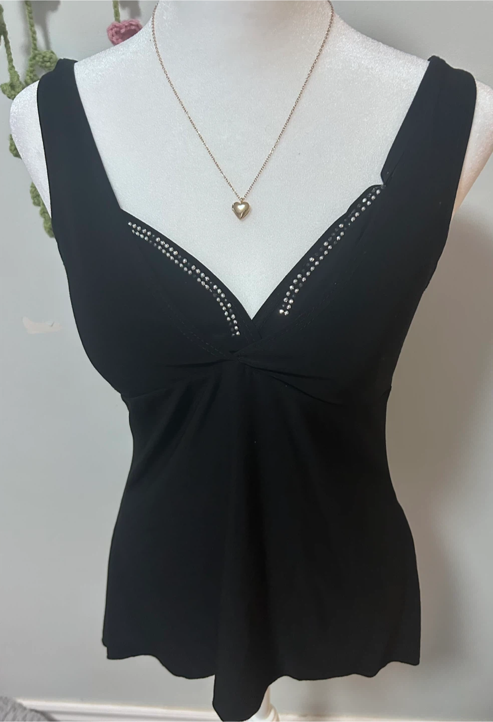 American City Wear Black V-Neck Tank Top with Rhinestone Detail - photo 2