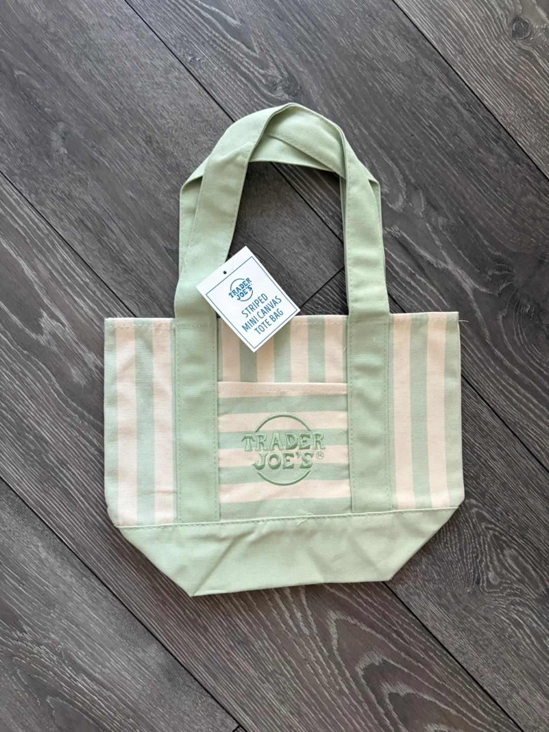 Trader Joe's Striped Mini Tote Bag - Green
