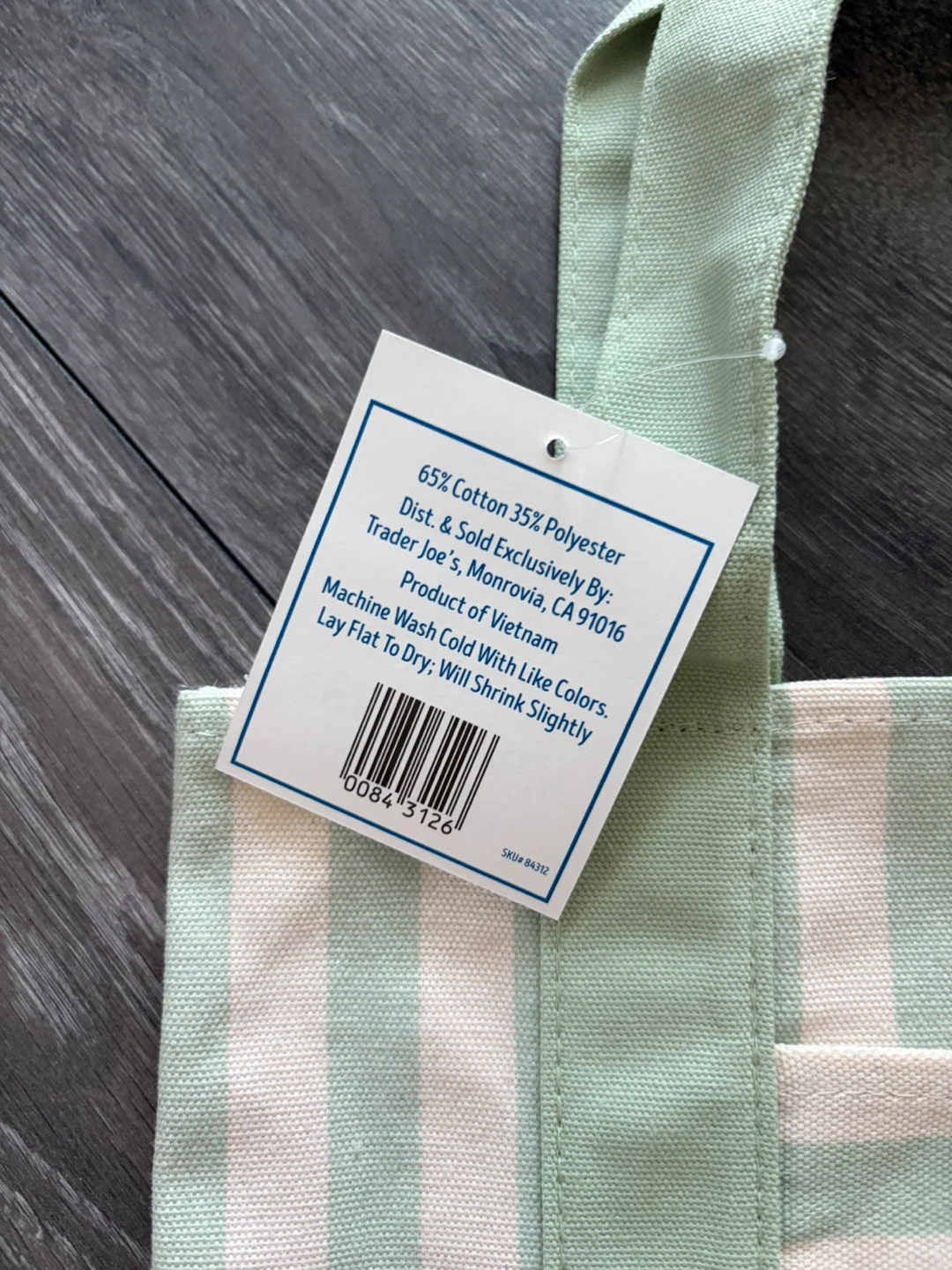 Trader Joe's Striped Mini Tote Bag - Green - photo 3