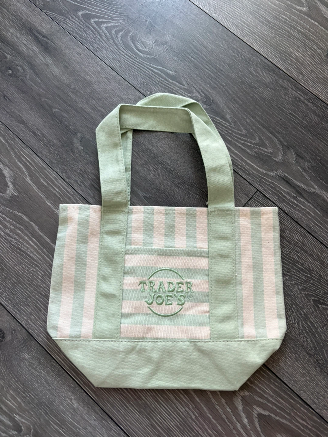 Trader Joe's Striped Mini Tote Bag - Green - photo 4