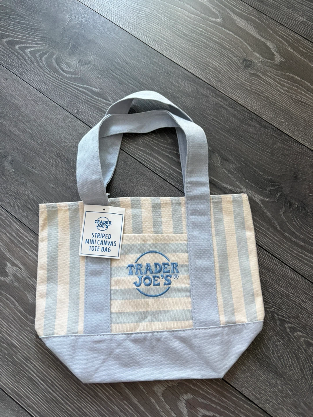 Trader Joe's Striped Mini Tote Bag - Blue