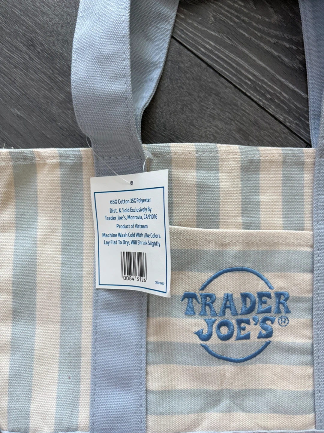 Trader Joe's Striped Mini Tote Bag - Blue - photo 2