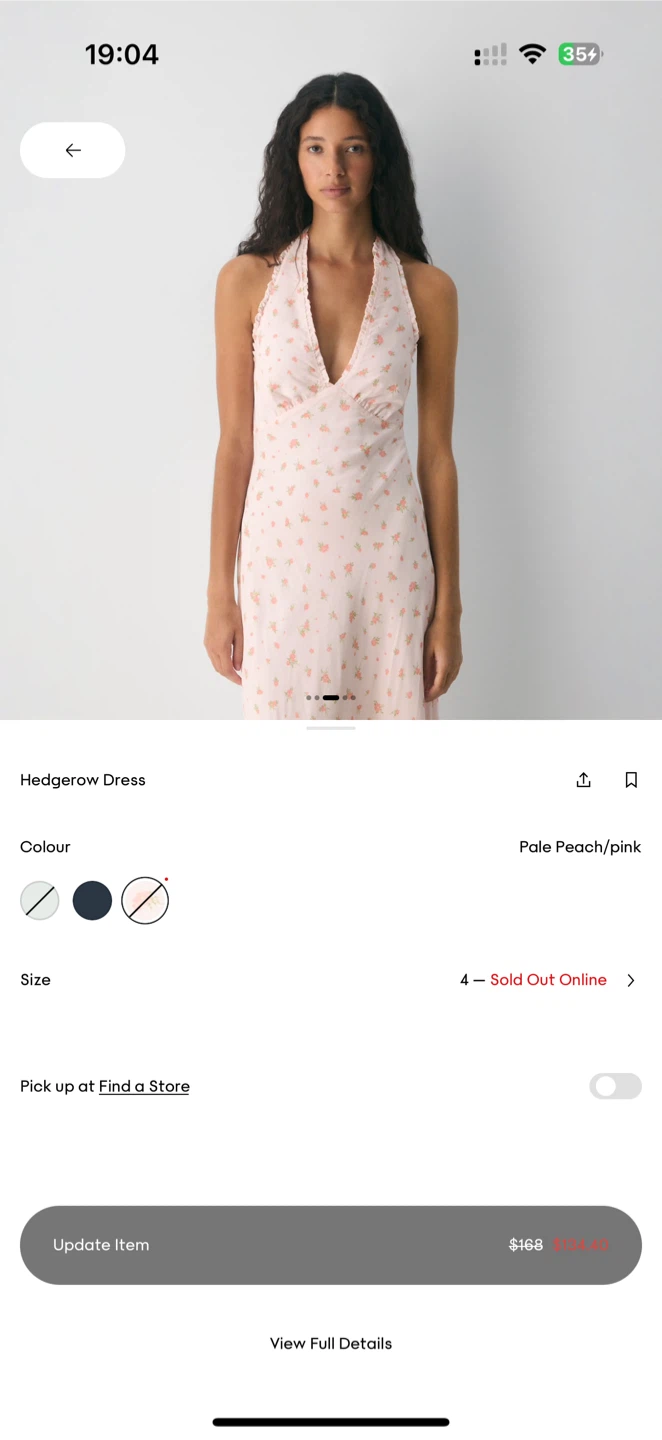 NWT Aritzia Hedgerow Dress Pale Peach/Pink - Size 4 - photo 2