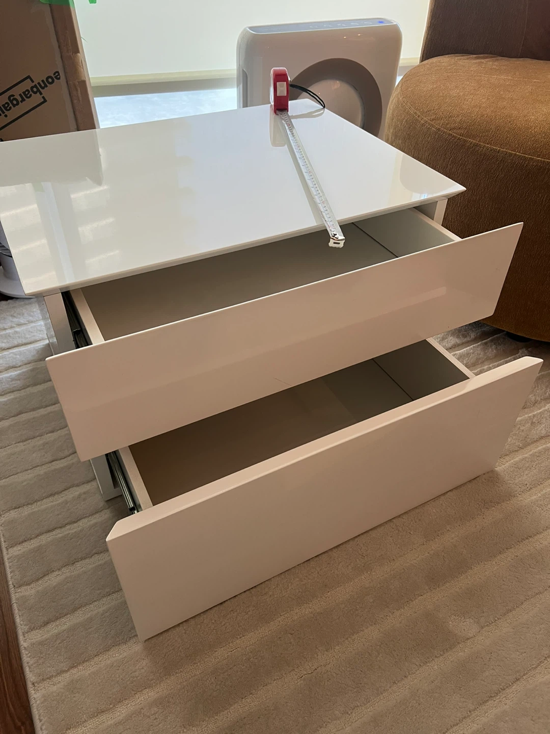 Structube White lacquered 2-Drawer Nightstand/End Table - photo 2