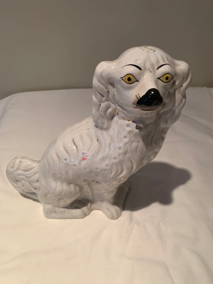 Pair of Vintage White Ceramic Dog Figurines - photo 3