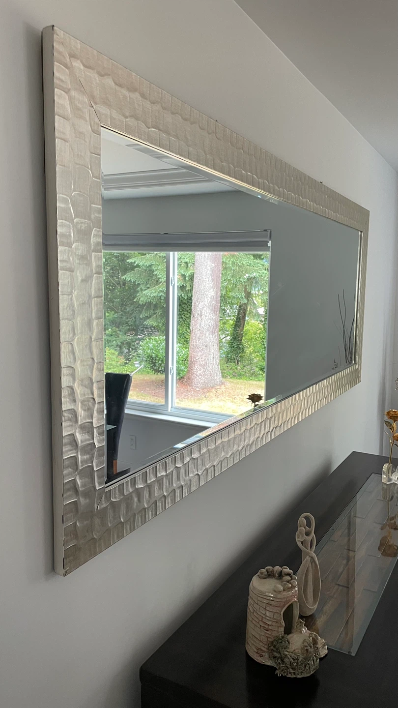 Large Rectangular Wall Mirror with Textured Frame