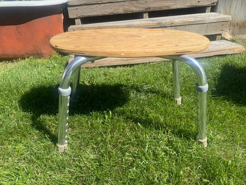 Adjustable Stool with Wooden Seat - photo 2