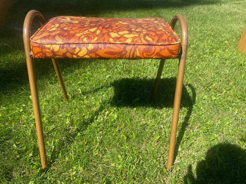 Vintage Stool Set - Retro Orange Floral Design - photo 4