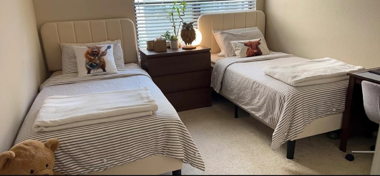 Twin size Bed Frame with Upholstered Adjustable Headboard - photo 2