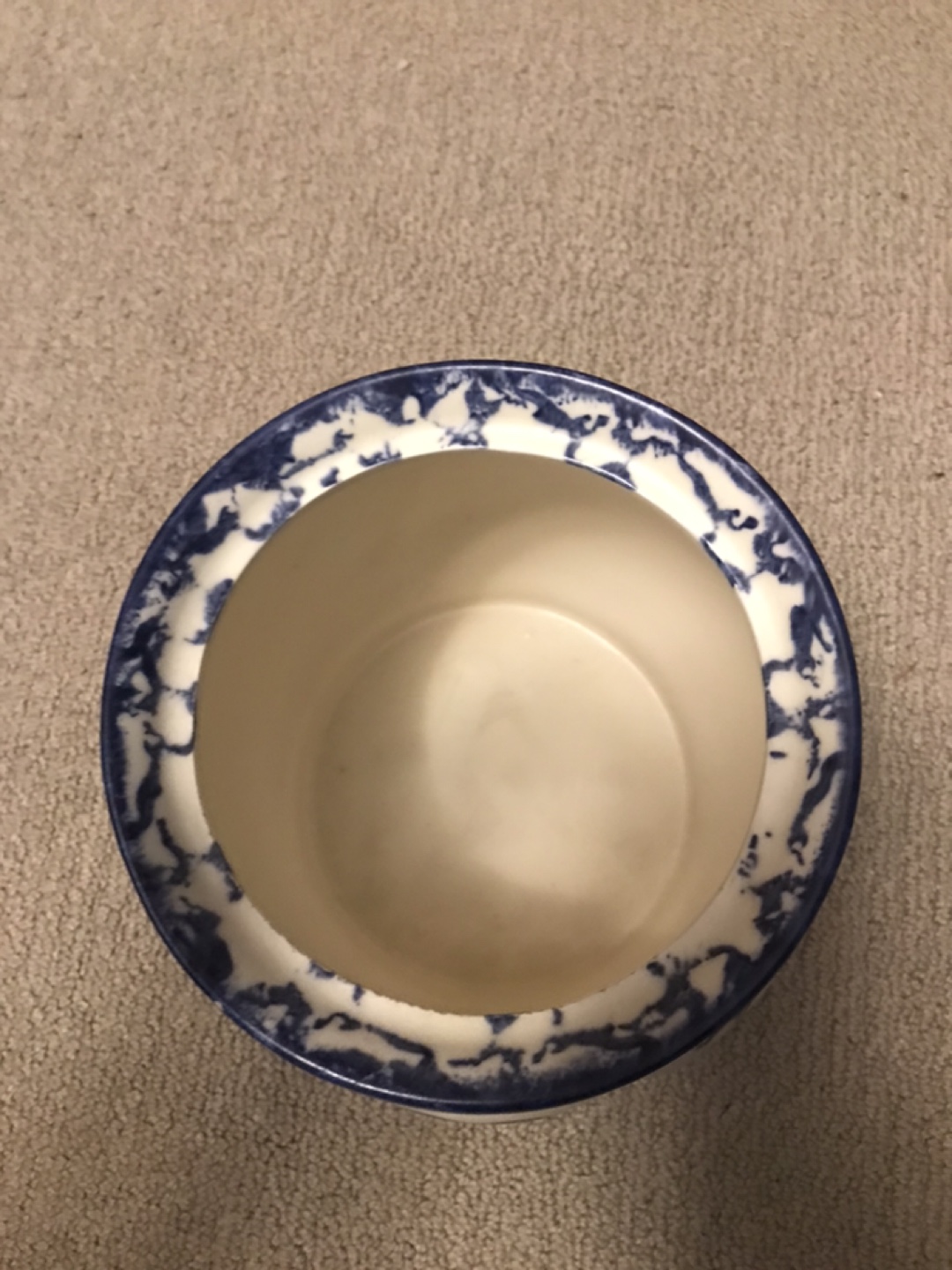 Blue and White Ceramic Pot with Heart Detail - photo 3