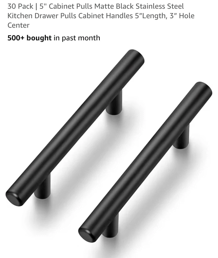 New 30 Pack | 5'' Cabinet Pulls Matte Black Stainless Steel