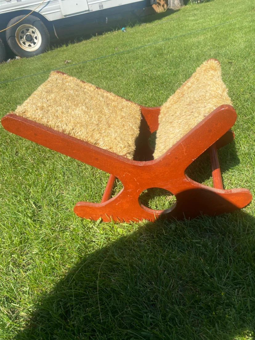 Wooden Rocking foot rest with Faux Fur Cushion - photo 3
