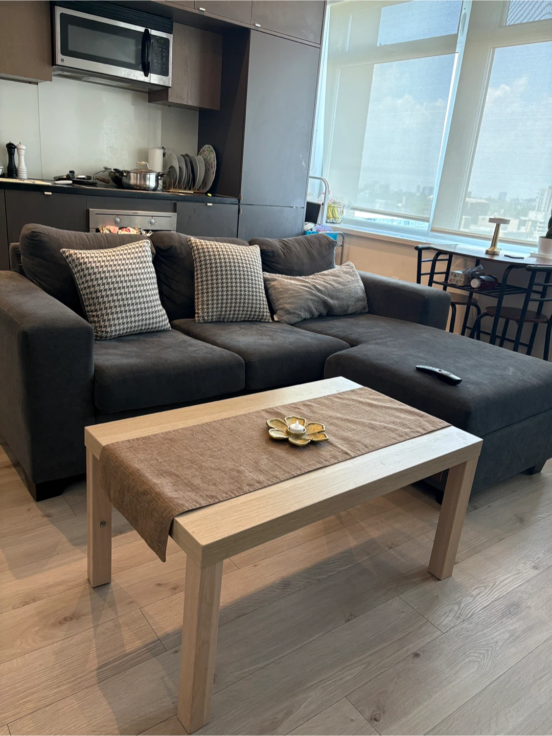 Dark grey cross sectional sofa
