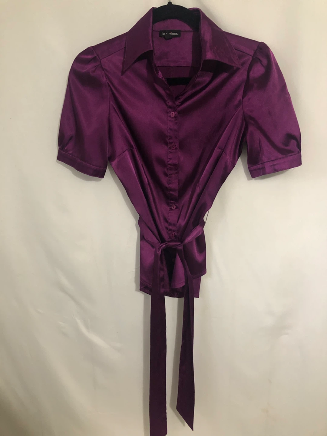 Womens Purple Satin Blouse. Size XS. - photo 3