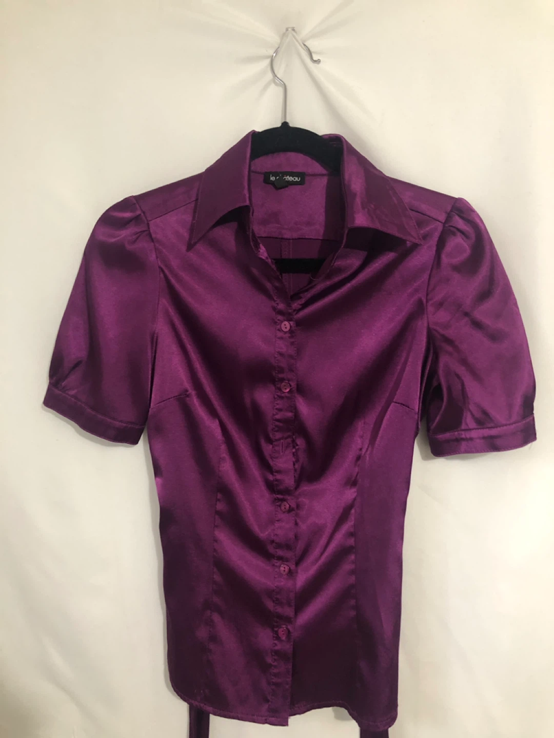 Womens Purple Satin Blouse. Size XS. - photo 2