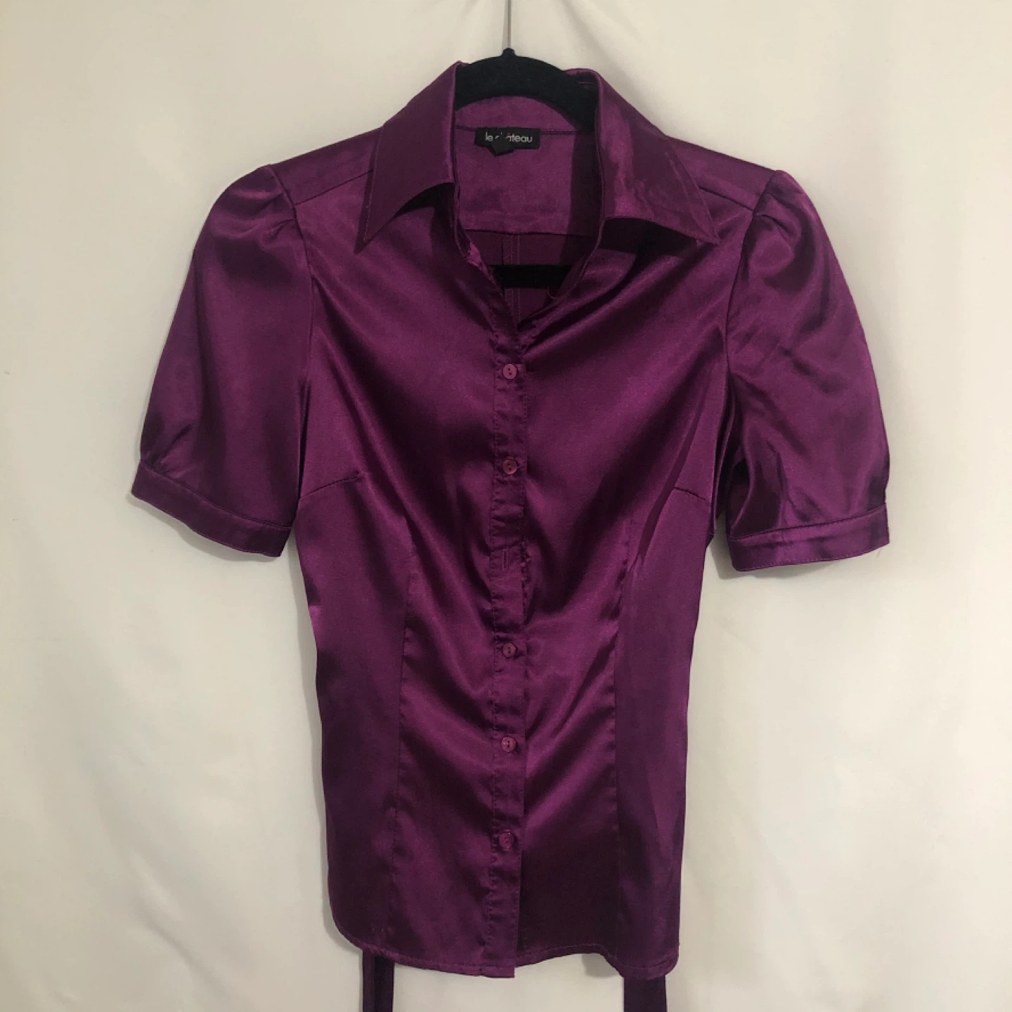 Womens Purple Satin Blouse. Size XS.