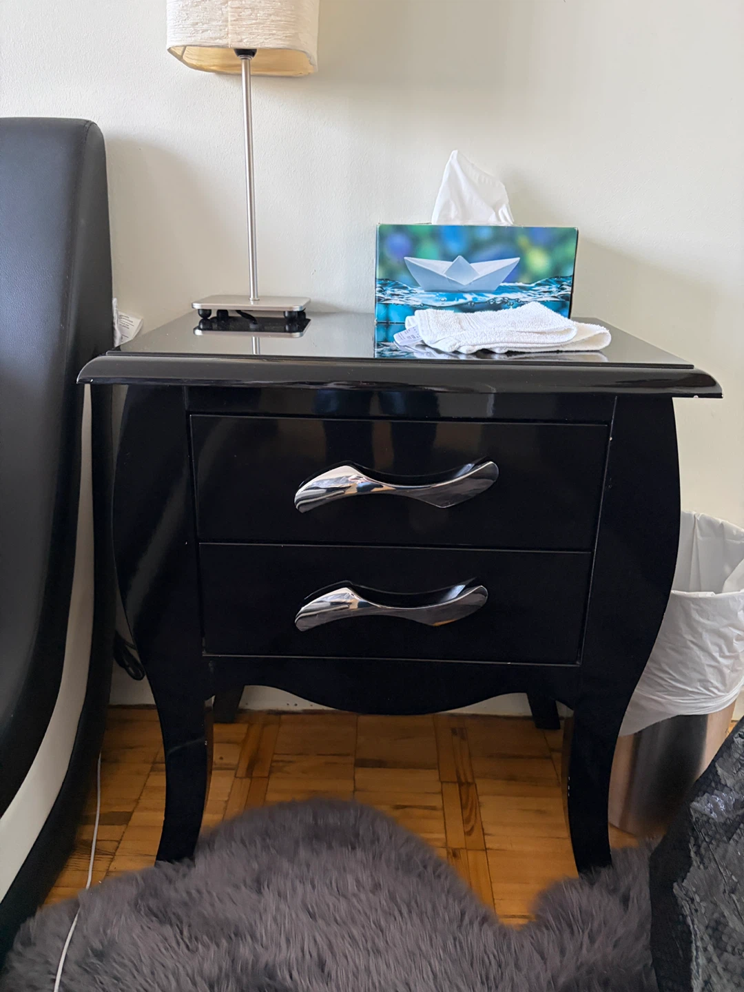 Black 2-Drawer Nightstand - photo 2