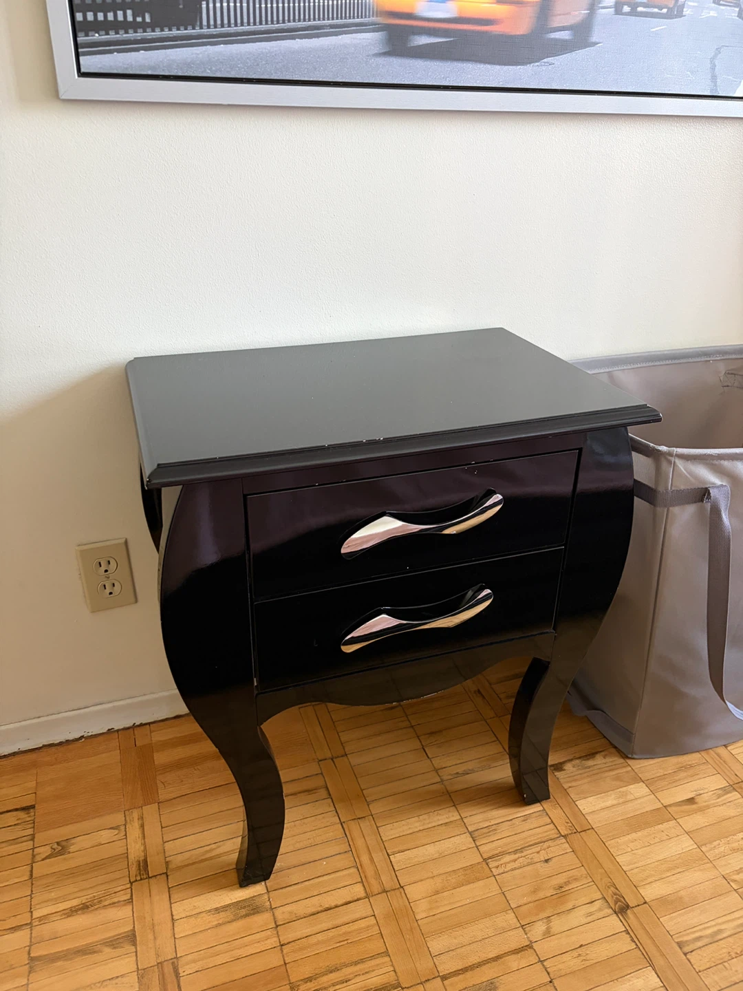 Black 2-Drawer Nightstand