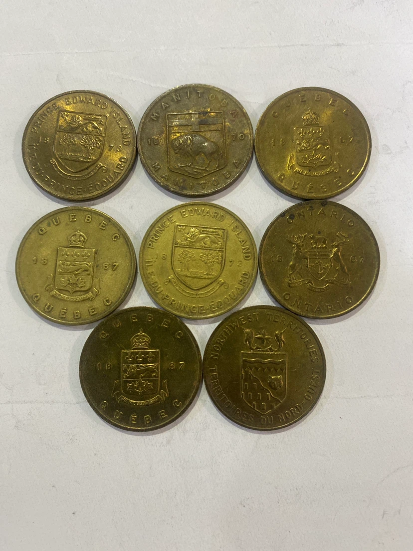 Set of 9 Canadian Provincial Tokens - Flowers & Emblems - photo 3