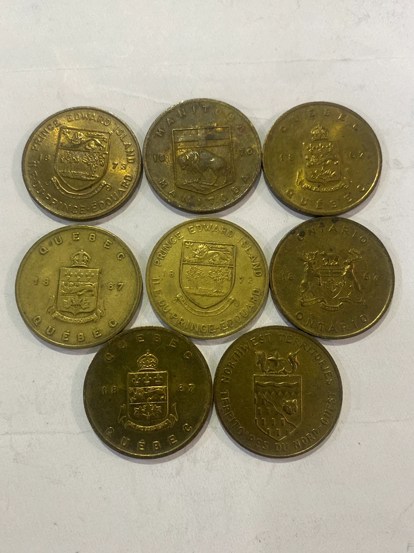 Set of 9 Canadian Provincial Tokens - Flowers & Emblems - photo 4