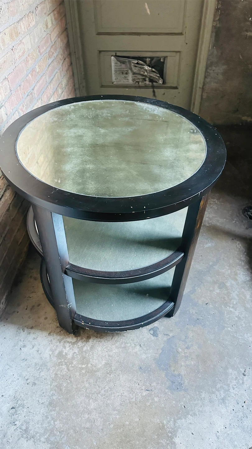 Uttermost Round Side Table with Mirrored Top - photo 2