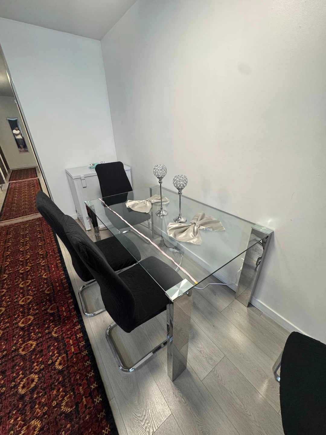 Glass Dining Table with 4 Chairs