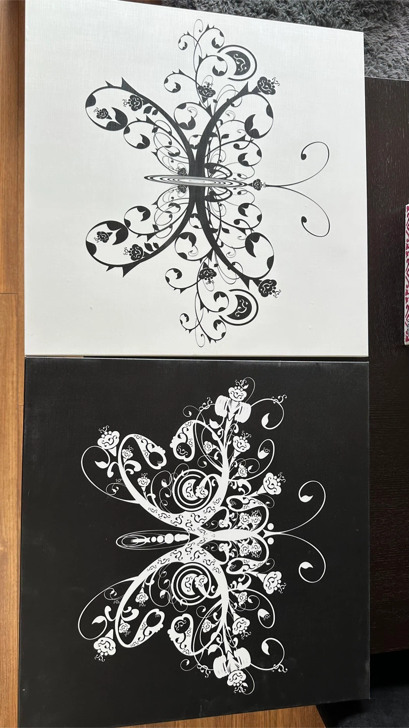 Set of 2 Black and White Floral Art Prints