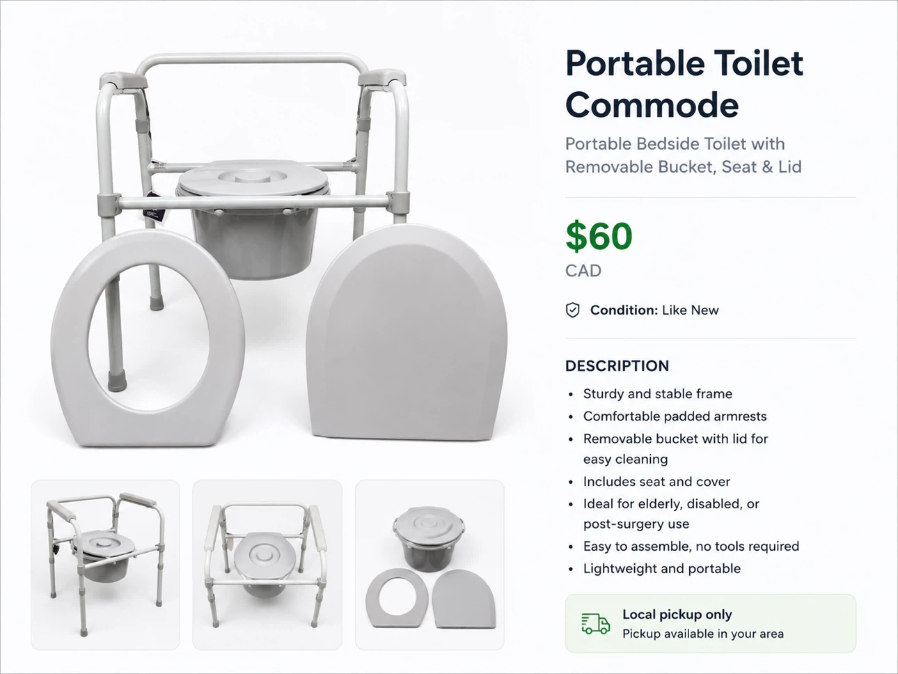 Portable Toilet Commode Chair – Brand New
