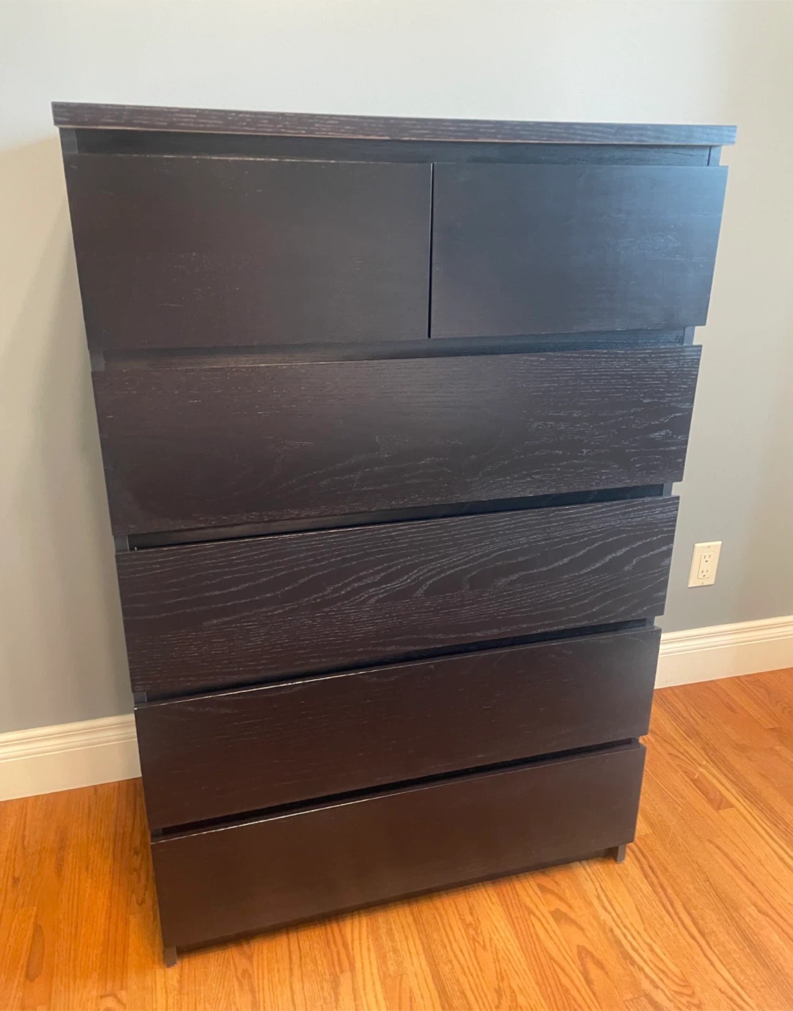 IKEA MALM Tall dresser 6 drawers black brown