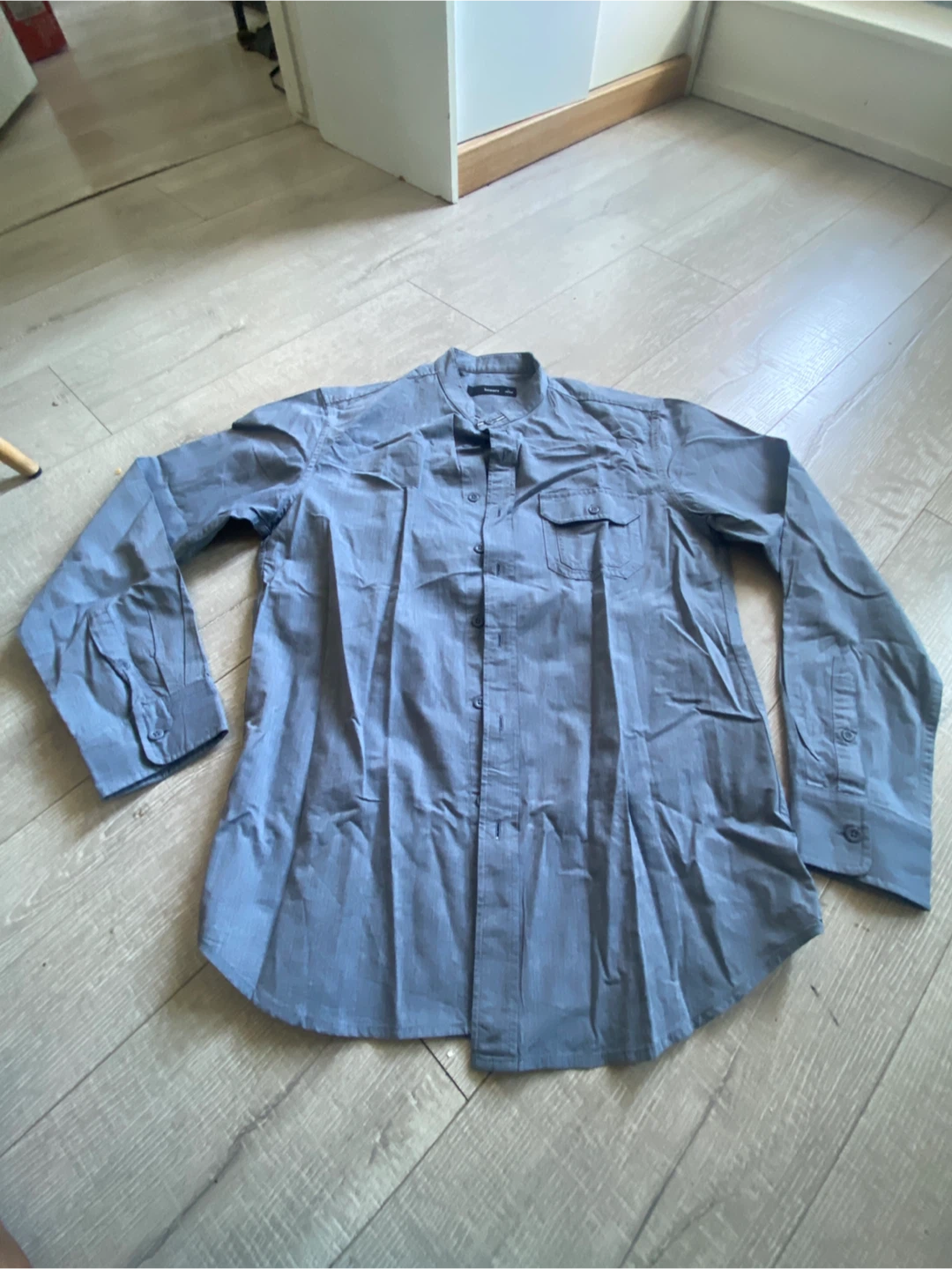 Grey Long Sleeve Button-Up Shirt