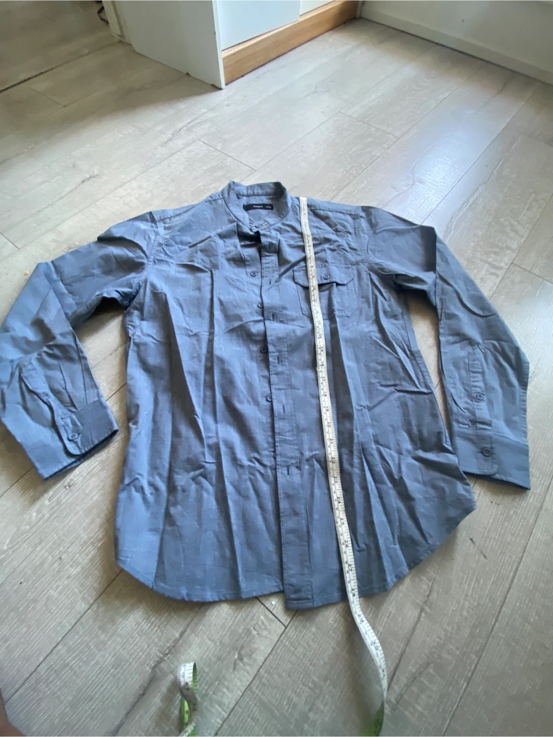 Grey Long Sleeve Button-Up Shirt - photo 3