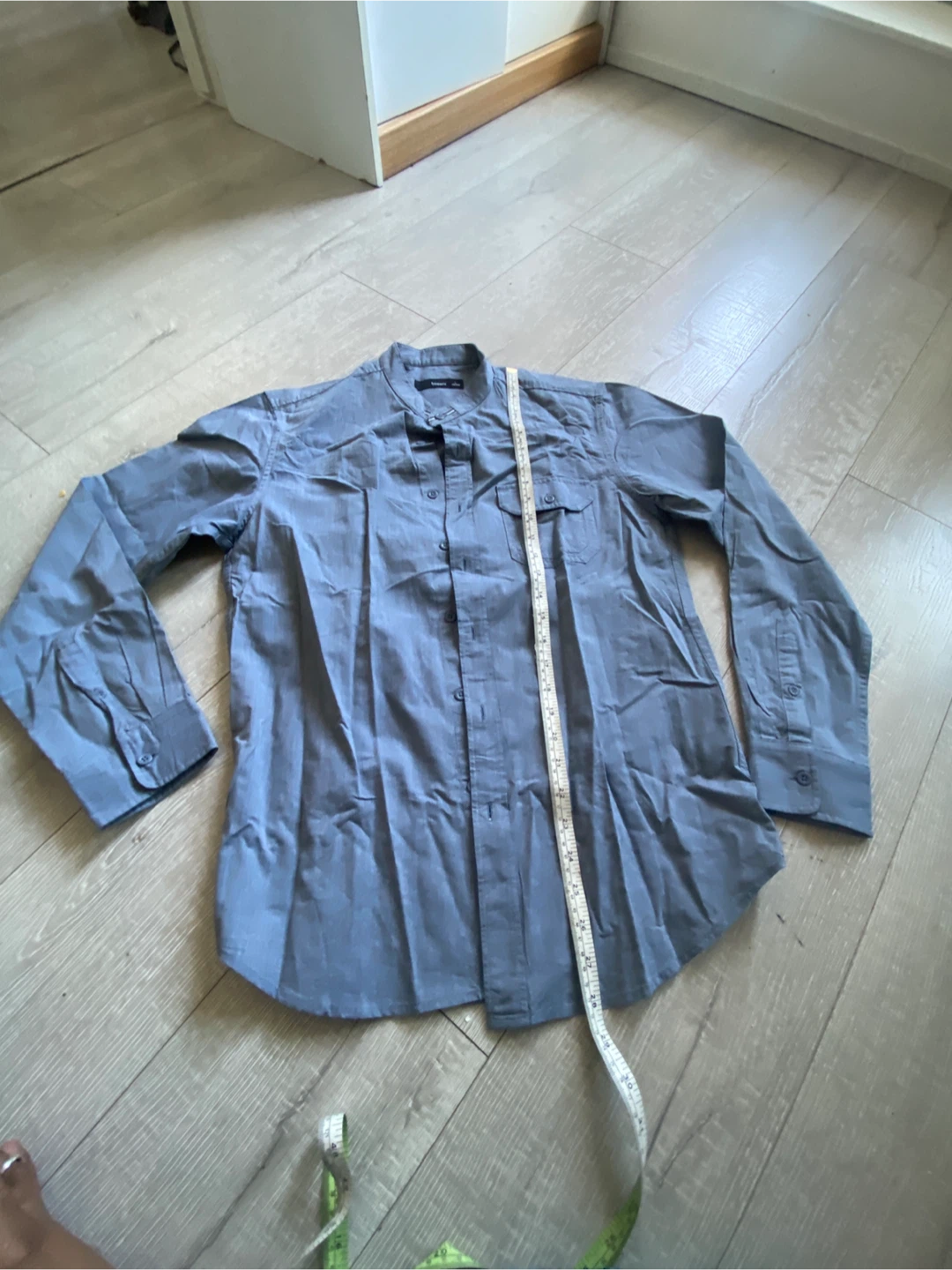 Grey Long Sleeve Button-Up Shirt - photo 4
