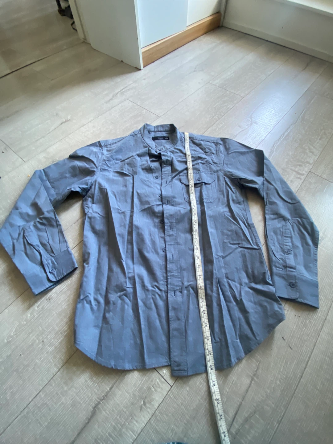 Grey Long Sleeve Button-Up Shirt - photo 5