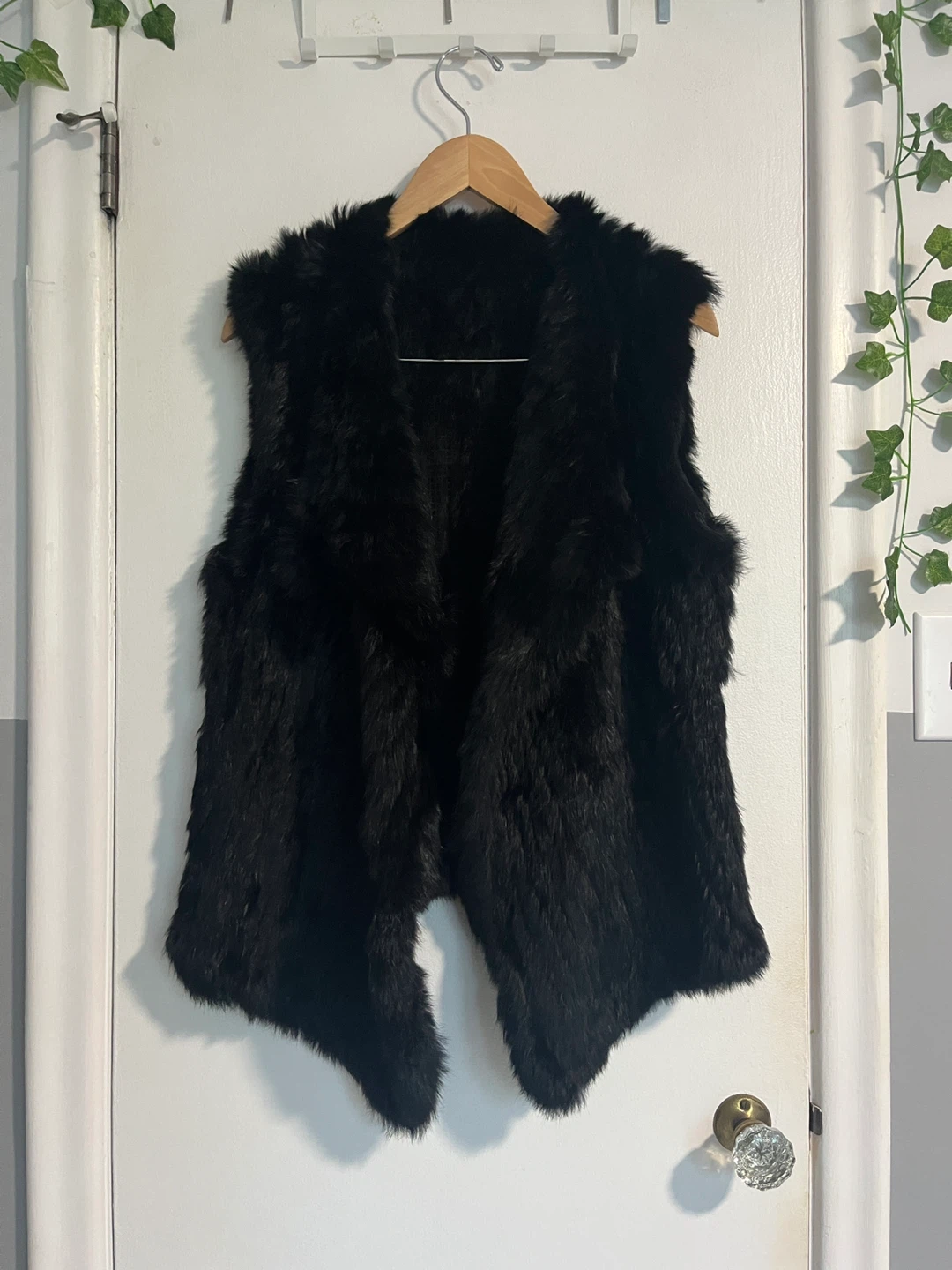 Black Fur Vest -  Women’s L/XL
