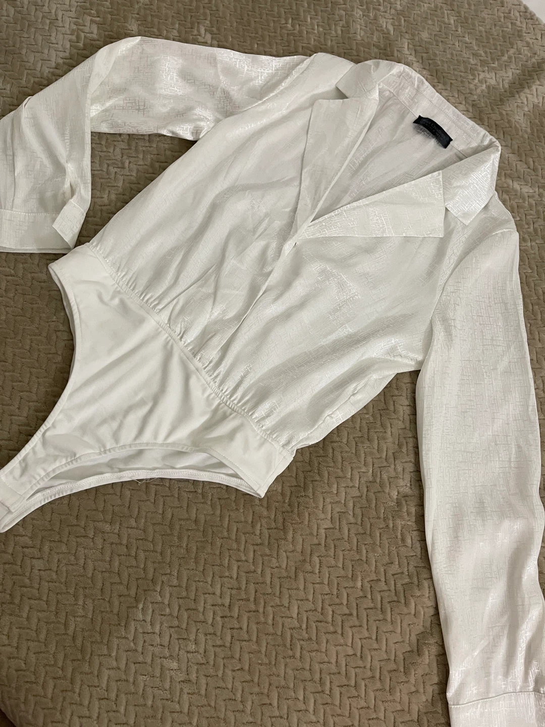 Inner Creations White Textured Bodysuit
