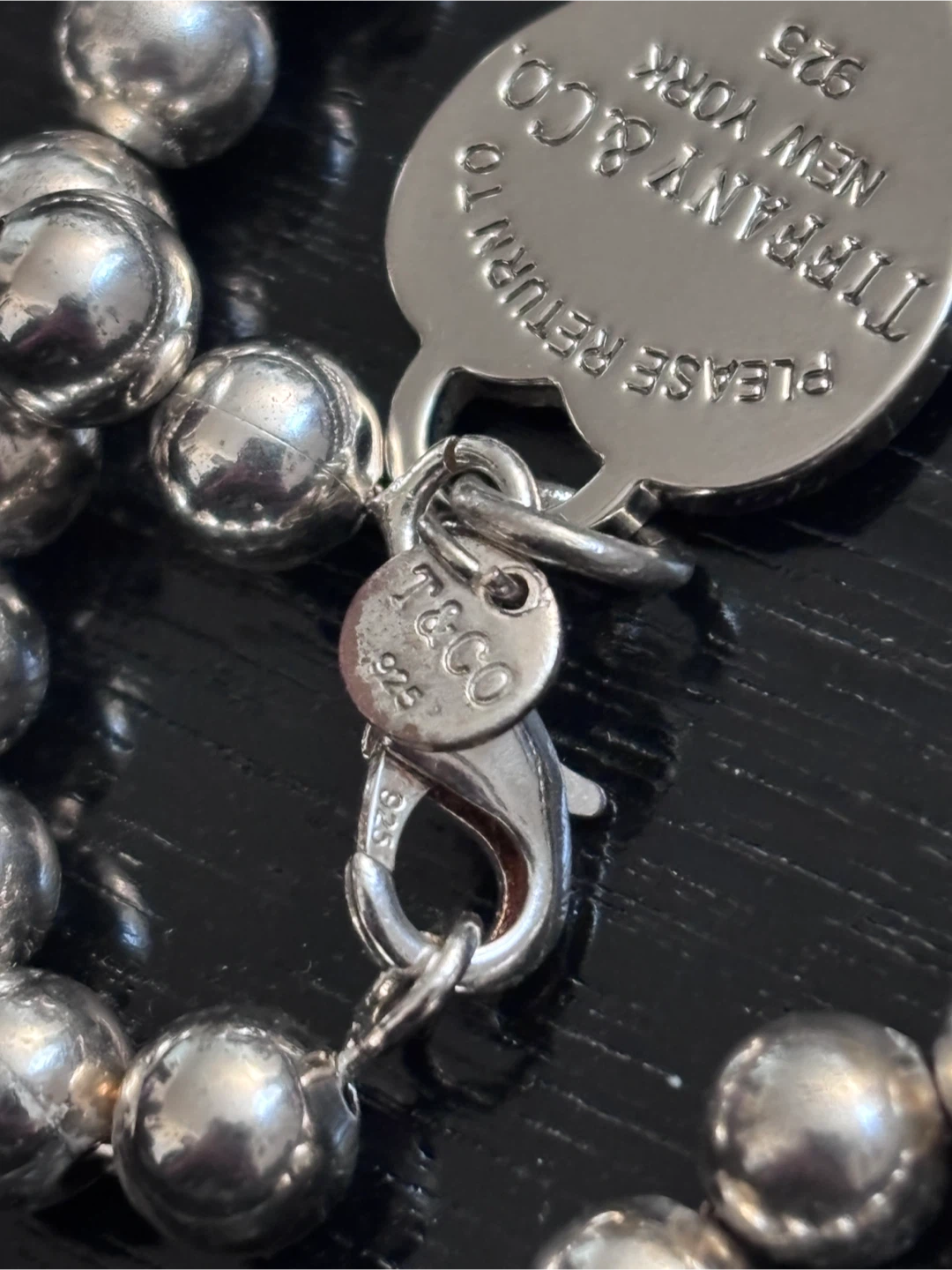 Authentic Tiffany & Co. Sterling Silver Heart Tag Bead Necklace - photo 3