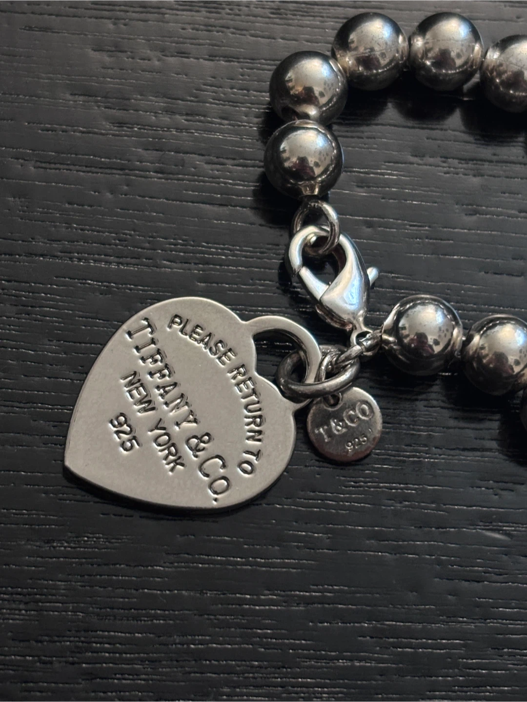 Authentic Tiffany & Co. Sterling Silver Heart Tag Bead Necklace - photo 4